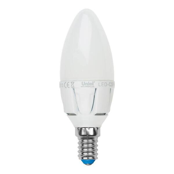Лампа светодиодная диммируемая Uniel E14 6W 3000K матовая LED-C37-6W/WW/E14/FR/DIM PLP01WH UL-00000690
